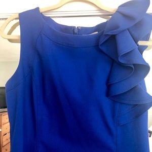 Calvin Klein Ruffle Shoulder Cocktail Dress